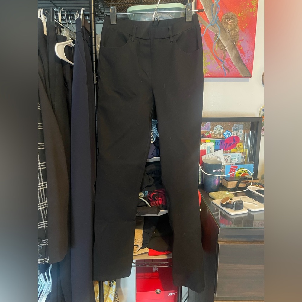 Quince Ultra Stretch Ponte Straight Leg Pant in Black